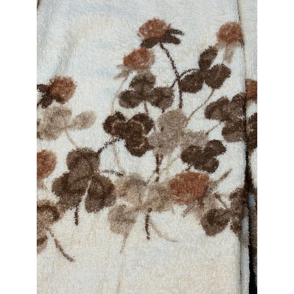 Floral Bath Towel/Washcloth/Cotton/ Brown/Copper/Dundee/WalmartVtg Retro MCM 70s